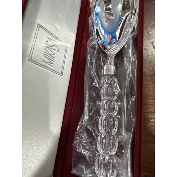 Vintage Mikasa Rousseau Crystal Silverplate Serving Fork With Box - Picture 2 of 6
